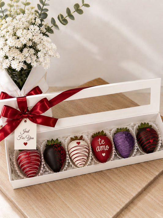 Caja de 6 fresas con chocolate